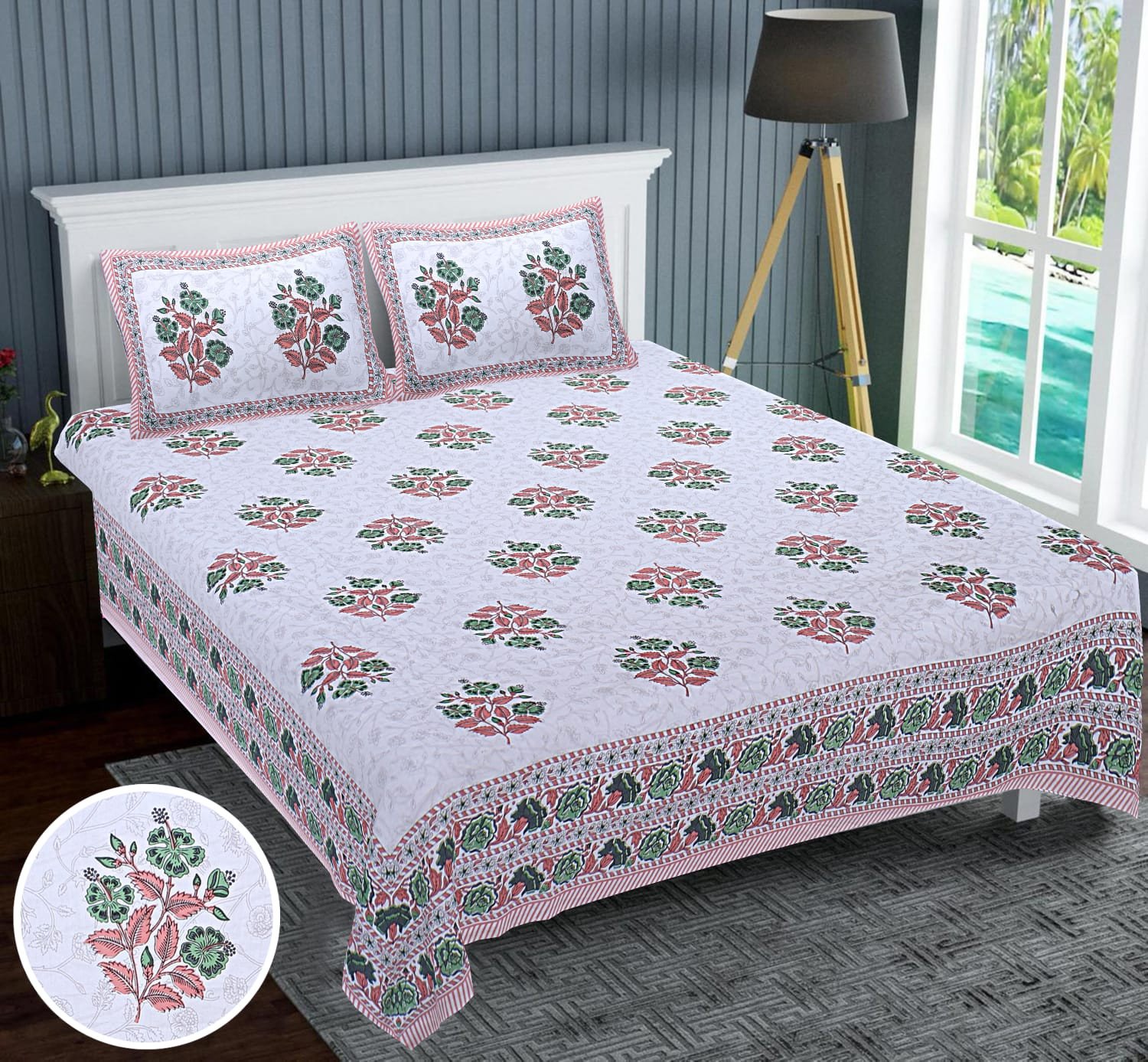 Attractive Cotton Soft & Smooth King Size Bedsheets With 2 Pillow Covers - Multi Colour | Cotton Bedsheets & Pillow Covers