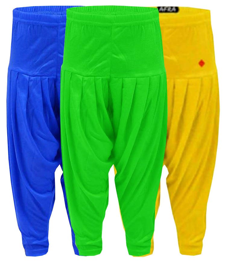 AFRA Stylish Viscose Attractive casual Ankle Length Solid Patiala For Kid's (3 Pack Combo) | Dhoti For Kid's | Girl's Patiala Pants (3 in 1)