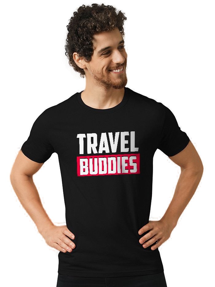 Beorign Regular Fit Solid Stylish Trendy Casual Cotton Blend Half Sleeves Printed T-Shirt for Men - Black Colour ( M , L , XL )