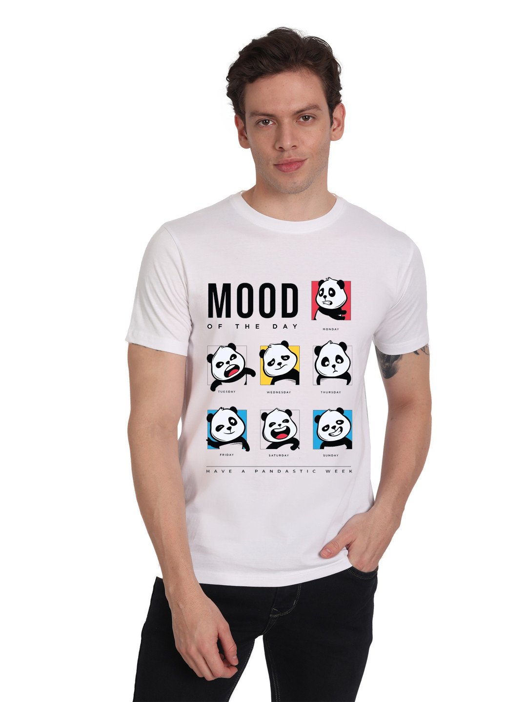 Beorign Cotton Blend Casual Regular Fit Stylish Printed T-Shirts For Men - White Colour | T-Shirts | Slim Fit T-Shirt | Gents T-Shirts