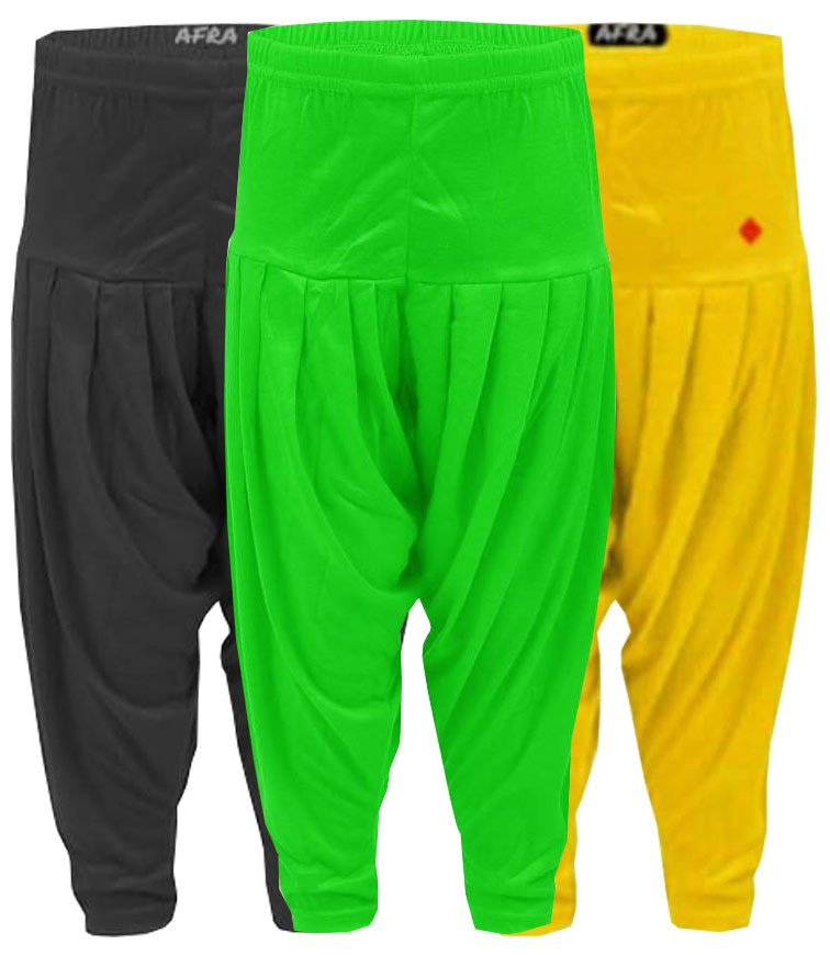 AFRA Viscose Smooth And Soft Attractive casual Ankle Length Solid Patiala Pant For Kid's (3 Pack Combo) | Dhoti For Kid's | Girl's Patiala Pants (3 in 1)