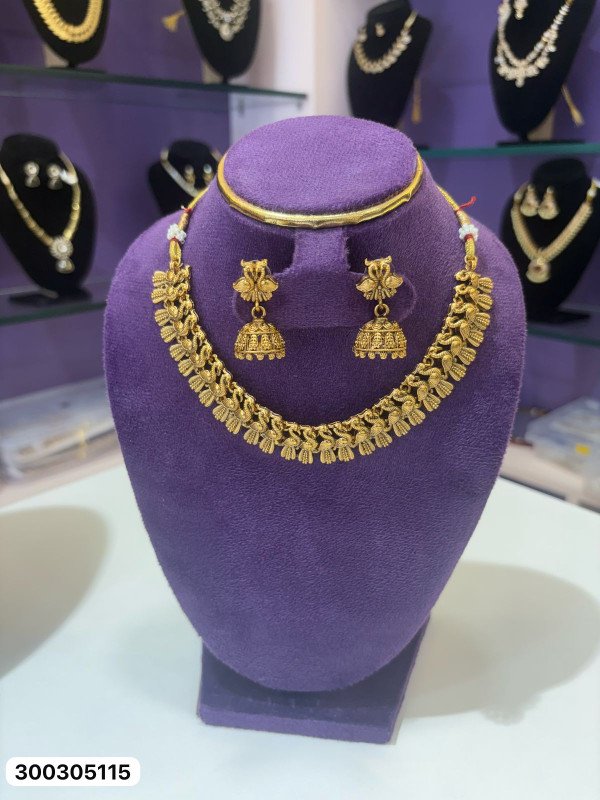 Flora's Simple And Elegant Peacock Neck Set With Beautiful Earrings