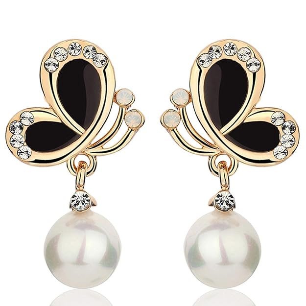 Trendy Gold Plated Pearl Dangle Earring for Women.