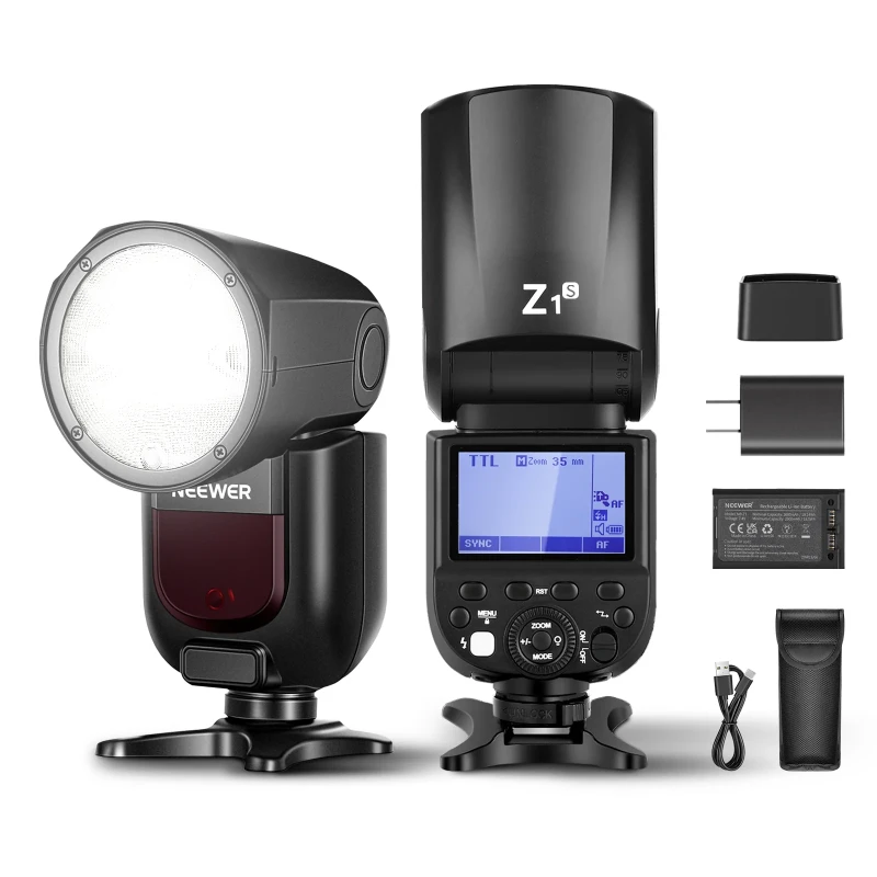 NEEWER TTL Round Head Flash Speedlite for Sony (Z1-S) - 1 Battery Kit