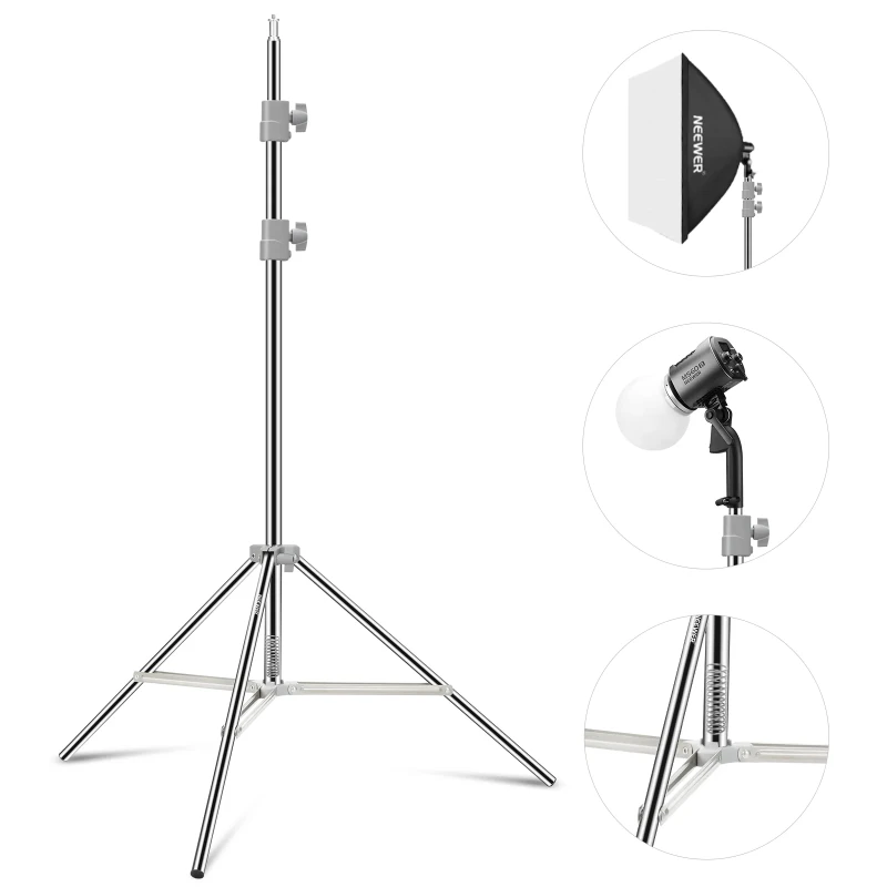 Upgraded 75"/190cm Stainless Steel Light Stand (ST-190SS)