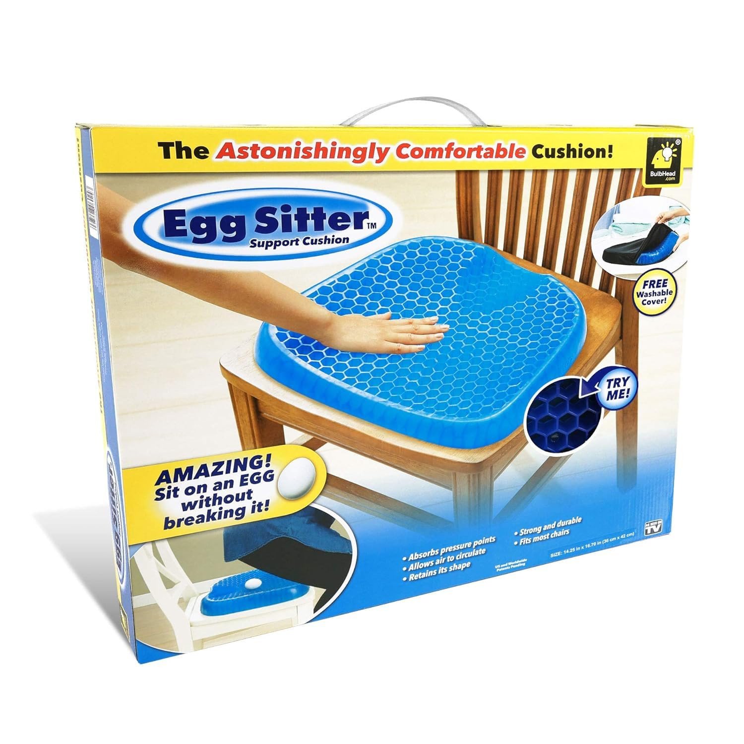 SmartGadgets Egg Sitter-Egg Gel Seat Cushion Ergonomic Breathable Design Pressure Relief Sitter Tailbone Pain Sciatica Pain Back Pain Silicon Seater Cushion Chair Pad with Non-Slip Cover (Pack of 1)