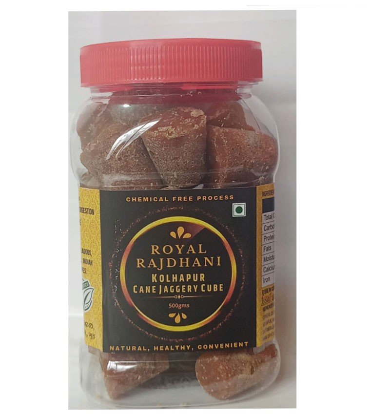 Royal Rajdhani Kolhapur Cane Jaggery Cube 500g Natural Healthy Convenient Chemical Free Process