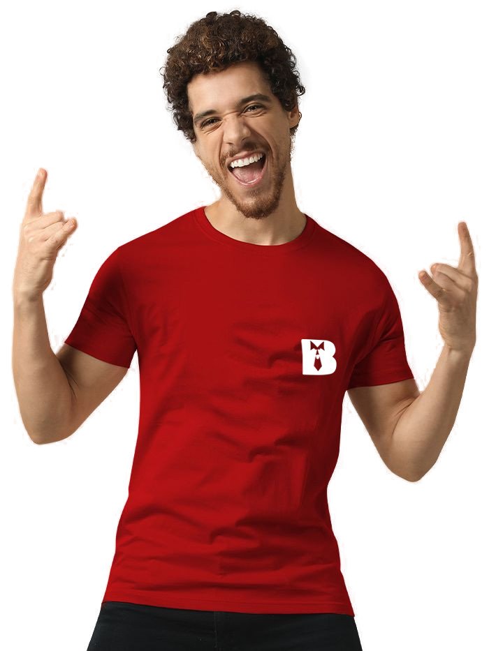 Beorign Regular Fit Solid Casual Printed Cotton Blend Half Sleeves T-Shirt for Men-Red