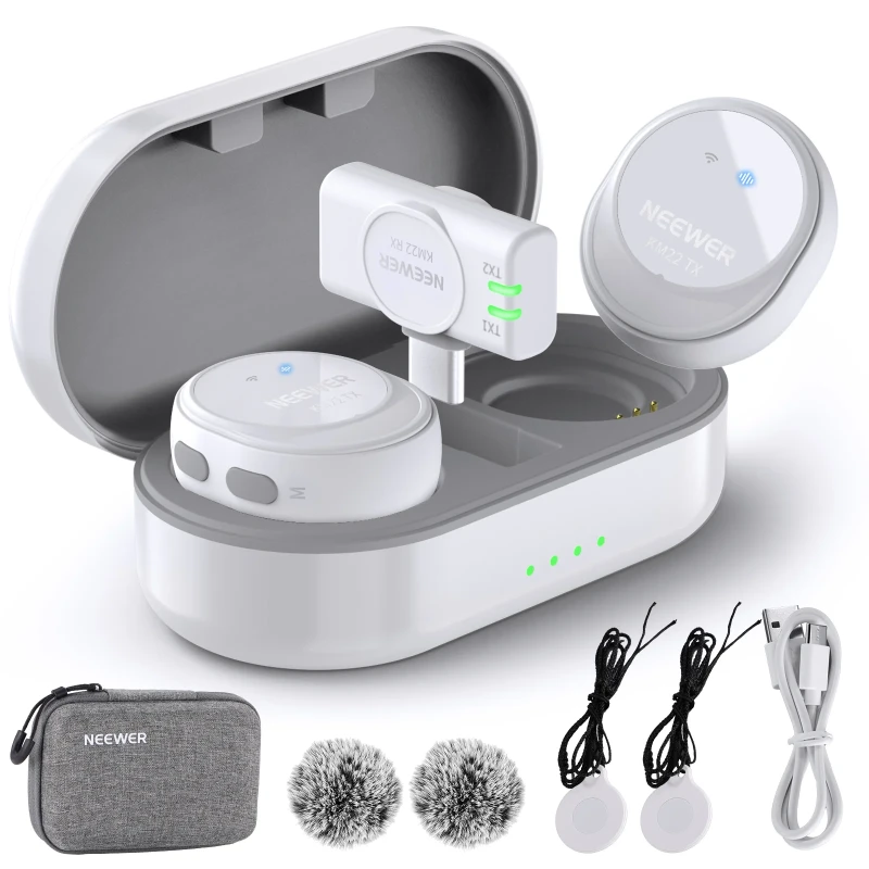 NEEWER Wireless Button Lavalier Microphone for USB C (KM22)
