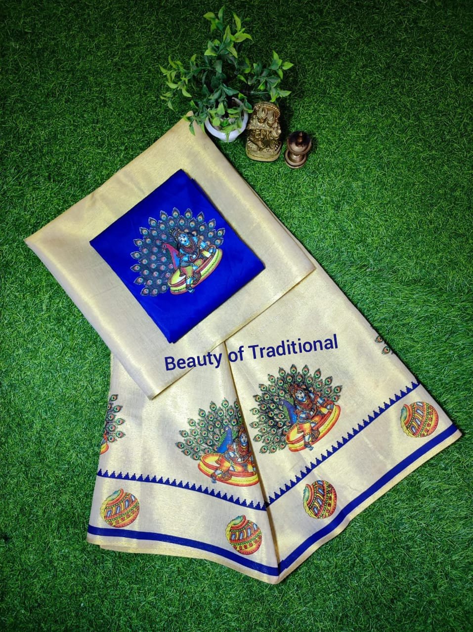 Avanika Collection's Girls Pure Cotton Kerala Traditional Pattu Pavada Material - Multicolour | Kerala Style Unstitched Skirt & Jacket