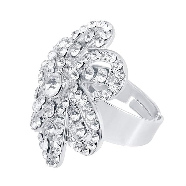 Adjustable Ring for Women, White.