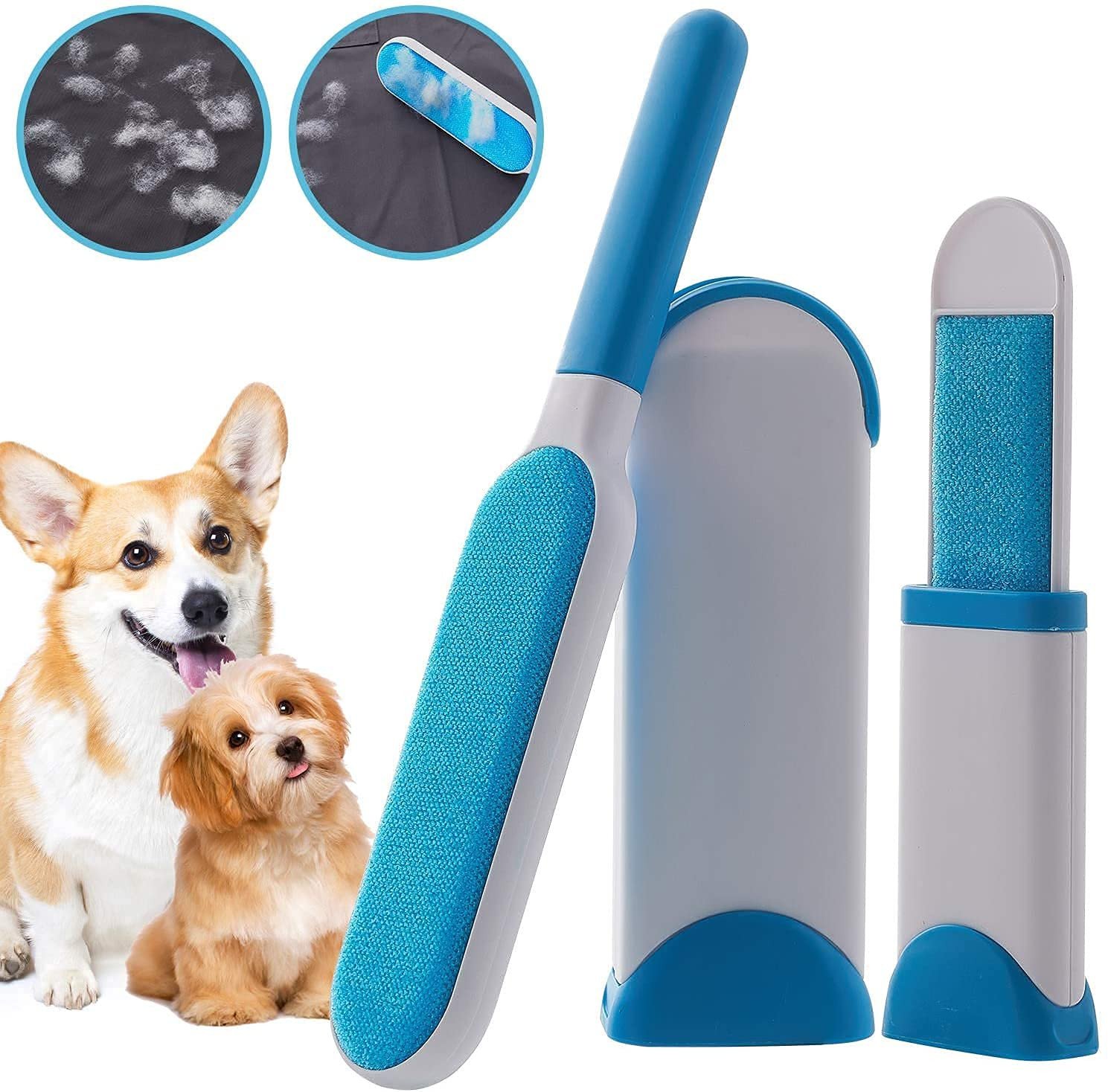 SmartGadgets Pet Hair Removal Brush-Sided Lint Brush with Self - Cleaning Base Lint Brush - Fur & Lint Removal for Clothes Furniture Car Seat Couch Remover Magic Clean Clothing, Furniture