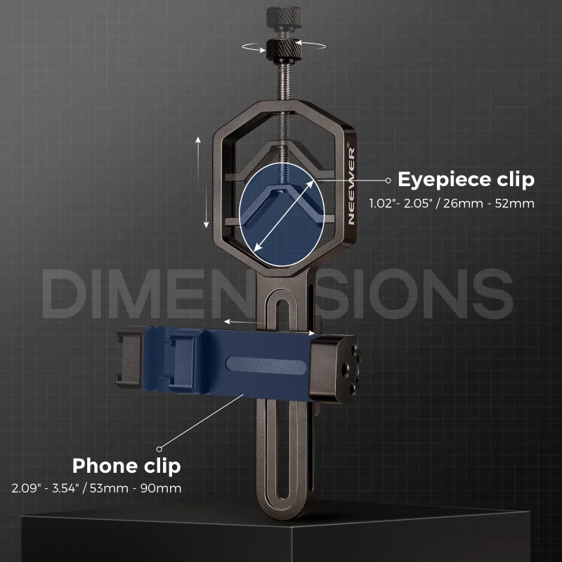 NEEWER ST-T01 Metal Cellphone Telescope Adapter Mount- (Fits Eyepiece with Diameter : 26mm - 52mm)