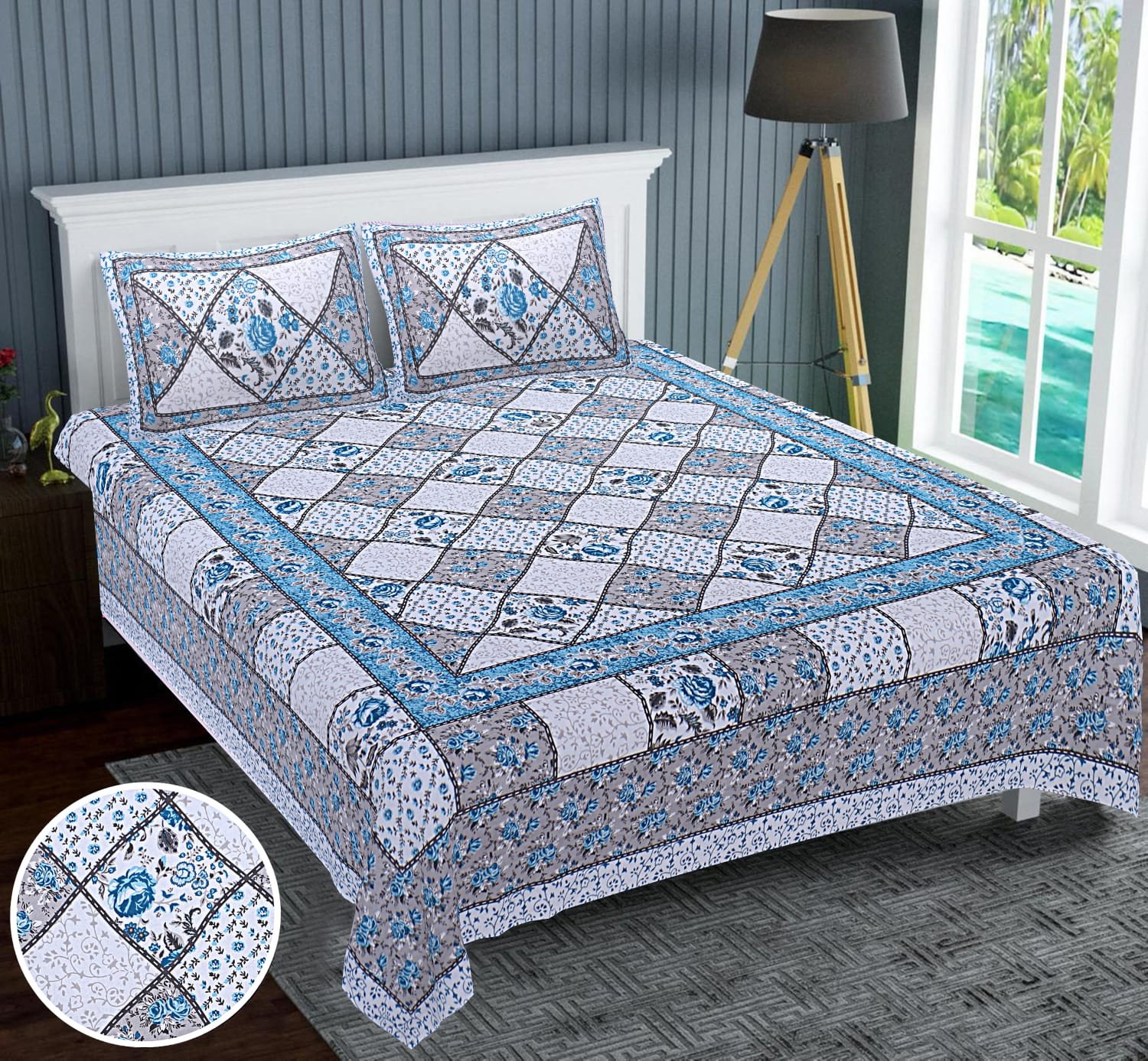 Beautiful Pure Cotton Soft & Smooth King Size Bedsheets With 2 Pillow Covers - Multi Colour | Cotton Bedsheets & Pillow Covers