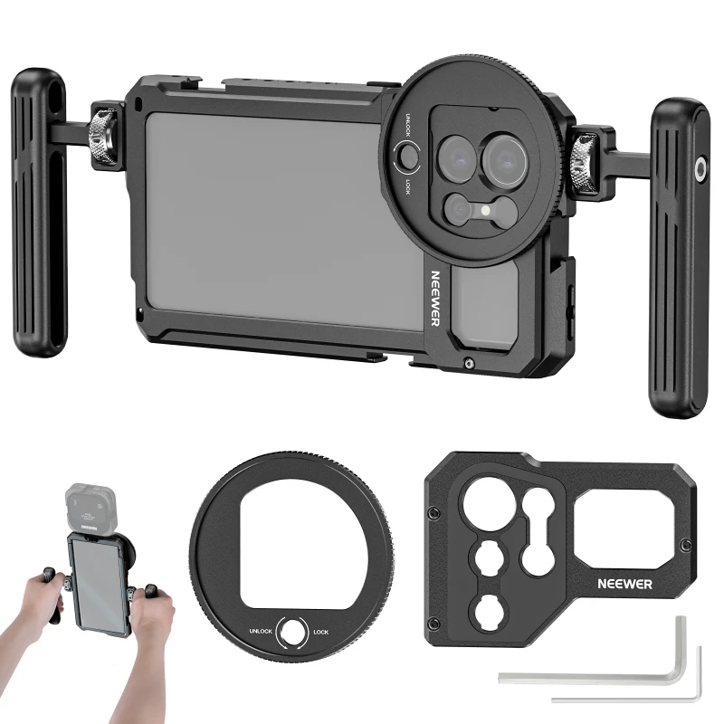 NEEWER Handheld Cage with Filter Thread Adapter For SAMSUNG S23 Ultra - Backplate Kit(PA021+PA033)