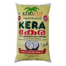 Kerala Special Kera Double Filtered Pure Coconut Oil 1 Liter Pouch (കേര വെളിച്ചെണ്ണ) -)