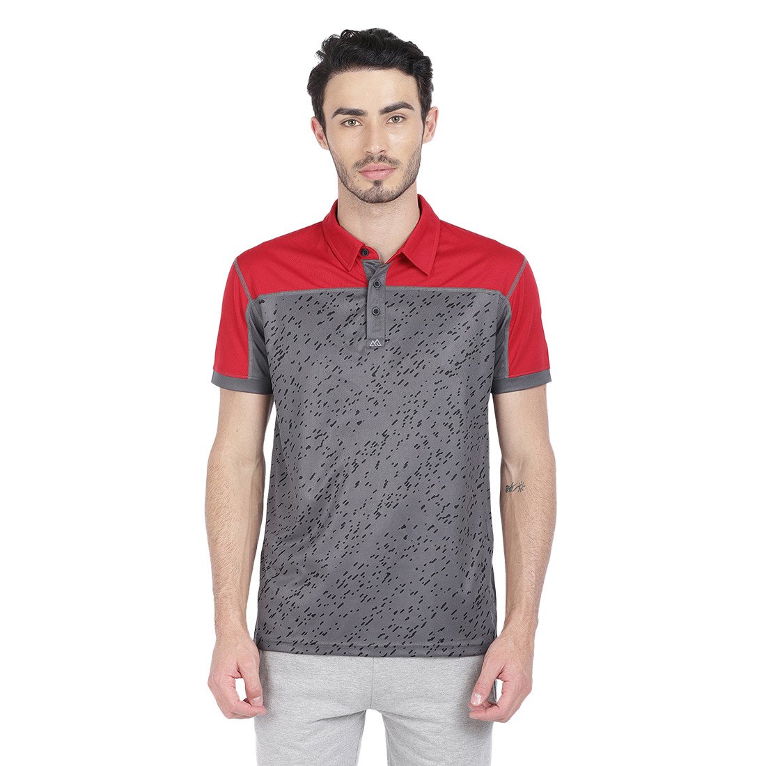 Bleualps Stylish Active Men's Printed Polo T Shirt With Contrast Colours | Sports T-Shirt | Workout T-Shirt