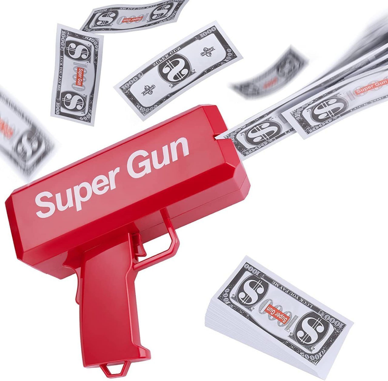 SmartGadgets Super Money Gun – Cash Cannon for Nightclubs, Birthdays, Weddings & More – Includes 100 Fake Dollars for Kids' Fun