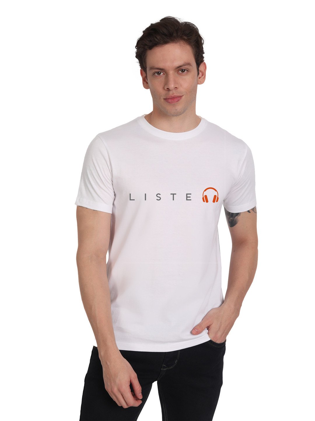 Beorigin Cotton Blend Half Sleeves Round Neck Stylish Regular Fit Casual T-Shirts For Gents - White Colour ( M , L , XL ) | T-Shirts | Gents T-Shirts | Slim Fit Regular T-Shirts