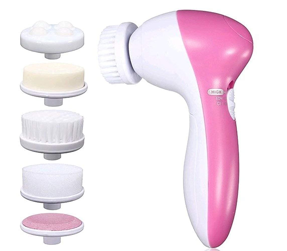 SmartGadgets 5 in 1 Massager Face Facial Massager Exfoliator Electric Massage Machine Care Cleanser Massager Kit For Smoothing Body Beauty Skin Cleaner Facial Massager Machine for Women- Multicolor