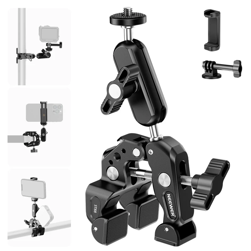 NEEWER Super Clamp with 3" Dual Ballhead Magic Arm (ST88)