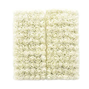 Khaira's Mini Small Artificial Floral Fake Foam Rose for Crafts, Festival, Home Decoration, Pooja Room Decorations 144 pcs (White)