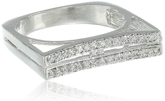Stunning Rhodium Plated Cubic Zirconia Ring.