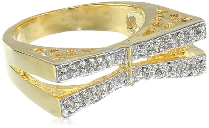 Creative Gold and Rhodium Plated Cubic Zirconia Ring(8068RCZC840_8)