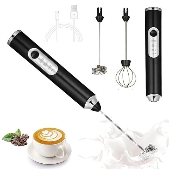 SmartGadgets Rechargeable Handheld Milk Frother 3-Speed Electric Foam Maker for Coffee with 2 Whisks and Coffee Decoration Tool, Coffee Frother Mixer, Stand-up Design, for Cream, Latte, Cappuccino