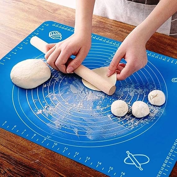 SmartGadgets Silicone Baking Mat Roti mat Silicone mat for Kitchen Chapati mat, Atta Kneading Mat Non Stick Fondant Dough Rolling mat Cake Pad Cooking (Blue)