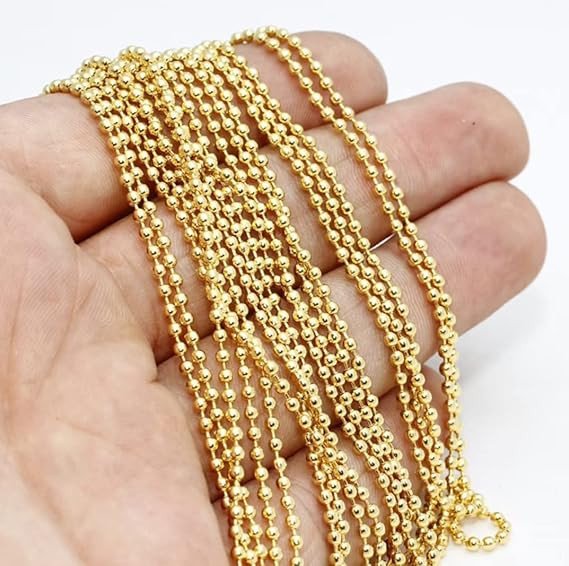 Golden Ball Chain For Embroidery, Jewelry making - 5 Mtr