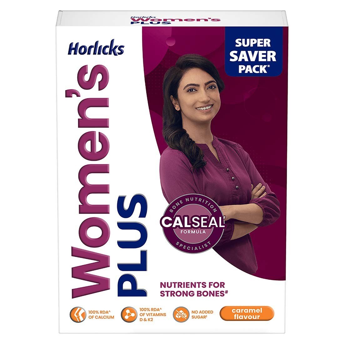 Women's Horlicks Women's Plus Caramel Health Drink 400 g Refill Pack, Nutrition for strong Bones with 100% daily Calcium & Vitamin D - No Added Sugar