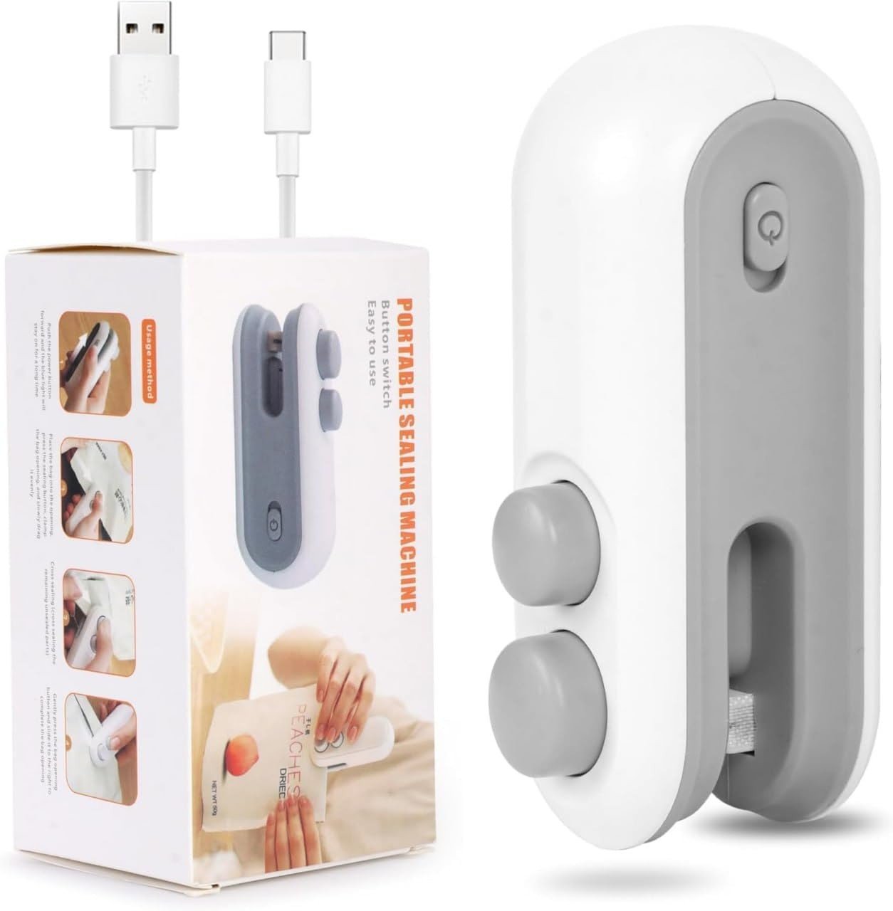 SmartGadgets Portable Mini Sealing Machine 2 in 1 USB Rechargeable Magnetic Bag Sealer Heat Seal with Cutter, Plastic Bags Packing Machine Home Appliances
