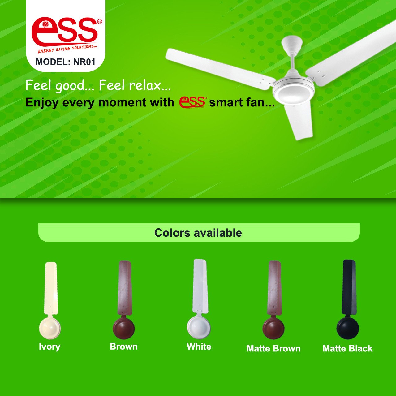 ess bldc fan 26w MODEL : NR01 IVORY