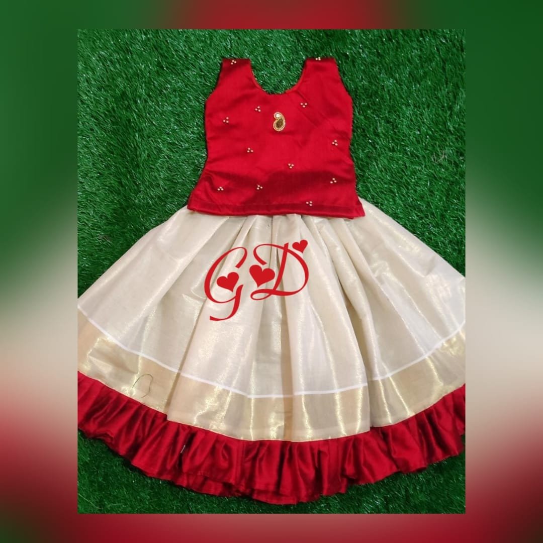 Classy Threads Collectionzz Trendy Stylish Kids Silk Cotton Skirts & Jacket For Baby Girl - Multicolour Colour | Kerala Traditional Pattupavada