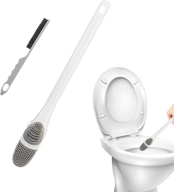 SmartGadgets 3 in 1 Wall Mounted Silicone Toilet Brush and Toilet Scrubber - 2 in 1 Silicone Bristles Bathroom Cleaning Brush, Splash Proof Toilet Cleaner Brush, Toilet Bowl Cleaner (1 pcs)