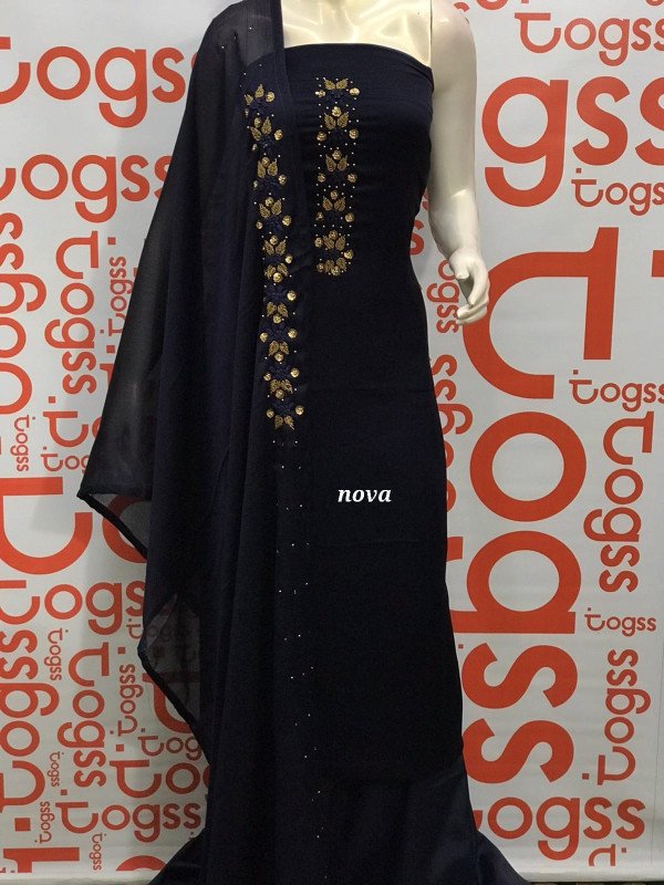 Classy Threads Collectionzz Attractive Stylish Georgette Embroidered Churidar Material - Multicolour | Churidar Set Material
