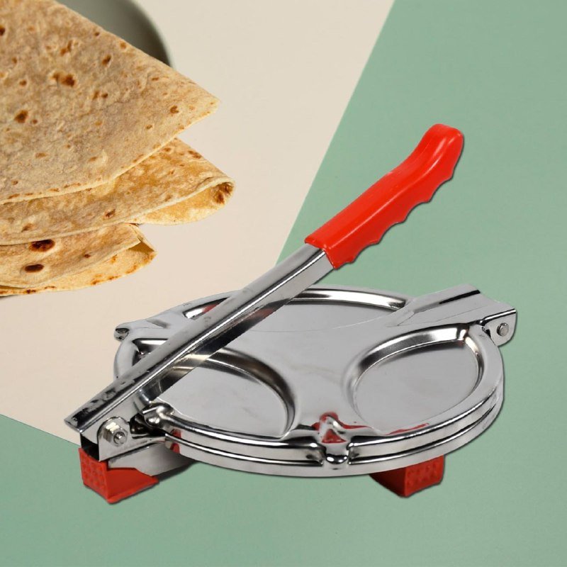 SmartGadgets Roti Maker Press-Heavy Duty Cast Iron with Stainless Steel Plates -Puri Maker Press Machine Kitchen Utensil for Roti, Chapati, Puri, Pappad, Khakhra