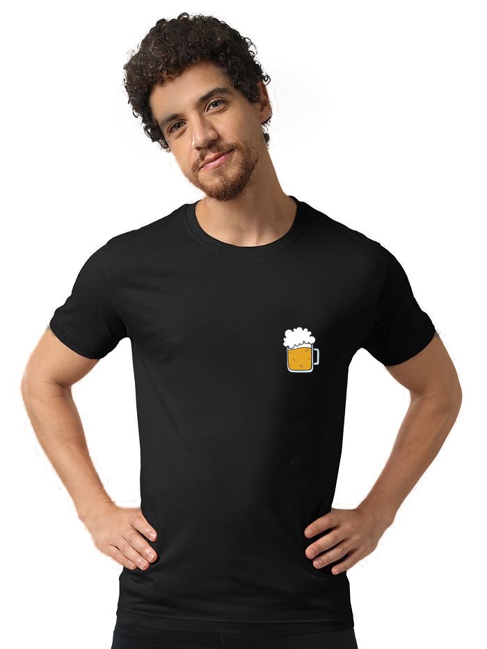 Beorign Regular Fit Solid Stylish Trendy Casual Cotton Blend Half Sleeves Printed T-Shirt for Men | Black Colour ( M , L , XL )