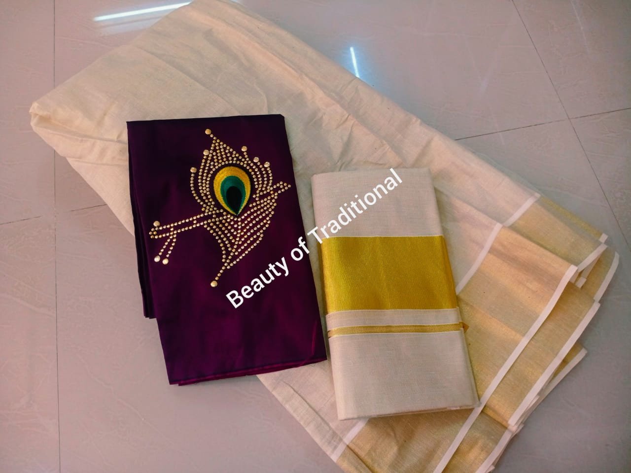 Avanika Collection's Kerala Traditional Tissue Dhavani Set For Girls - (Stitched Skirt) | Kerala Dhavani Set | Half Saree