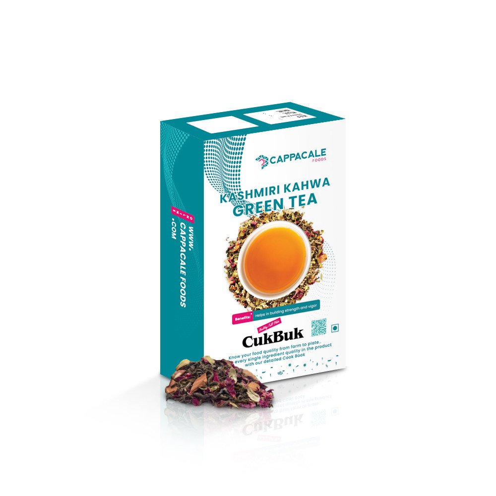 Kashmiri Kahwa Green Tea 100G | Blended With Suffron, Cinnamon | Fastens Metabolism | 100% Natural Tea