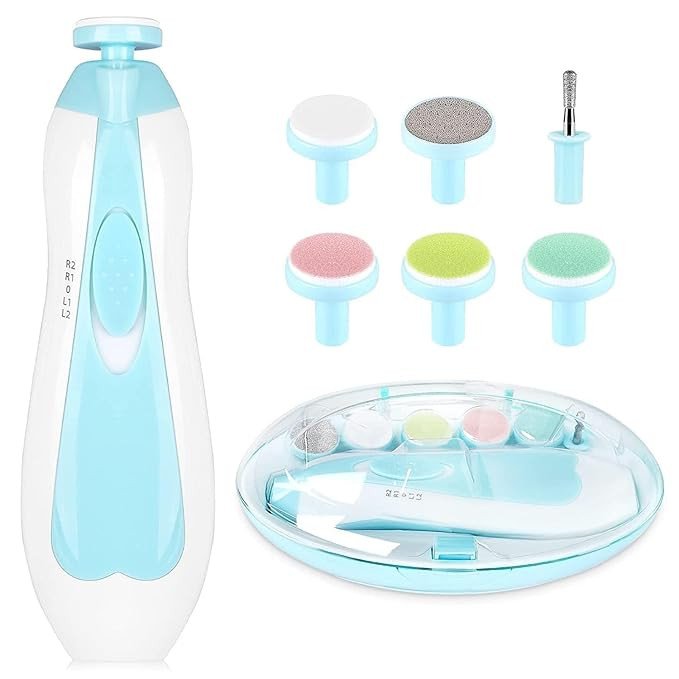 SmartGadgets Baby Nail Trimmer Electric Nail Drill, Safe Baby Nail File,Baby Nail Clippers with Light &6 Grinding Pads Polishing Shape Tools for Newborn Toddler or Adults Toes and Fingernails, Kids Na