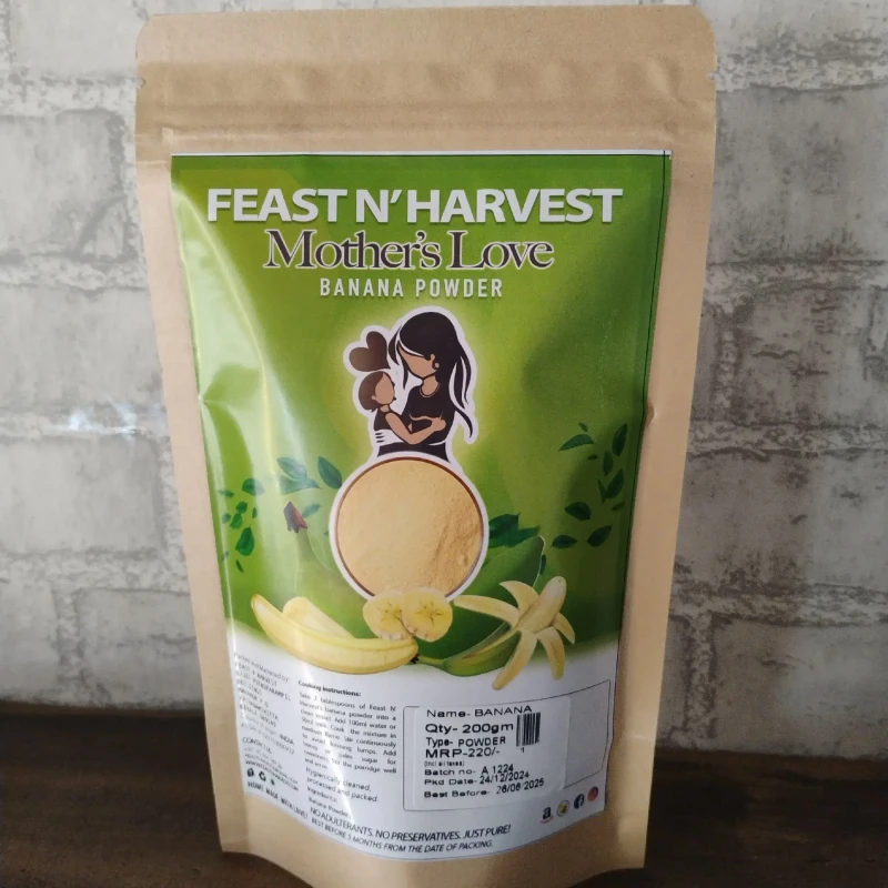 Feast N Harvest Raw Banana Powder (Kerala Nendran, for Babies) – 100% Natural & Gluten-Free | Nutrient-Rich Baby Food – 200g