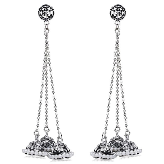Ethnic Oxidised Pearl Jhumki Earring For Women (SKR56813)