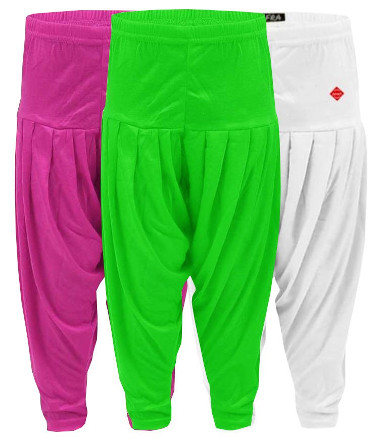 AFRA Kid's casual Full Length Viscose Solid Patiala Pant - 3 Pack Combo | Dhoti | Girl's Patiala Pants (3 in 1)