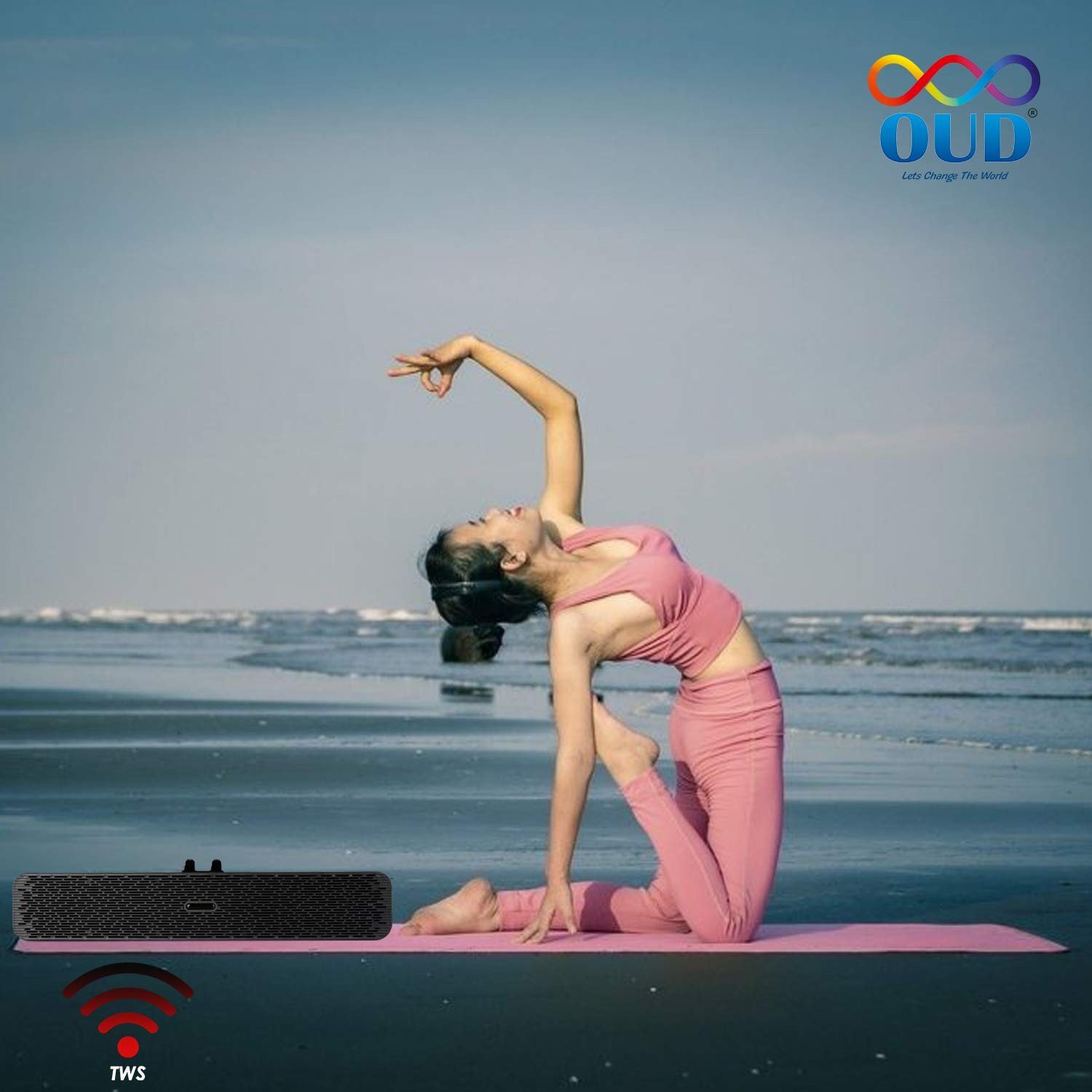 OUD ® Bluetooth Wireless Sound Bar Portable Premium 2 Speaker with 2 Sub woofer with Mobile Holder for PC TV Computer Laptop and Mobile (Assorted Colour)
