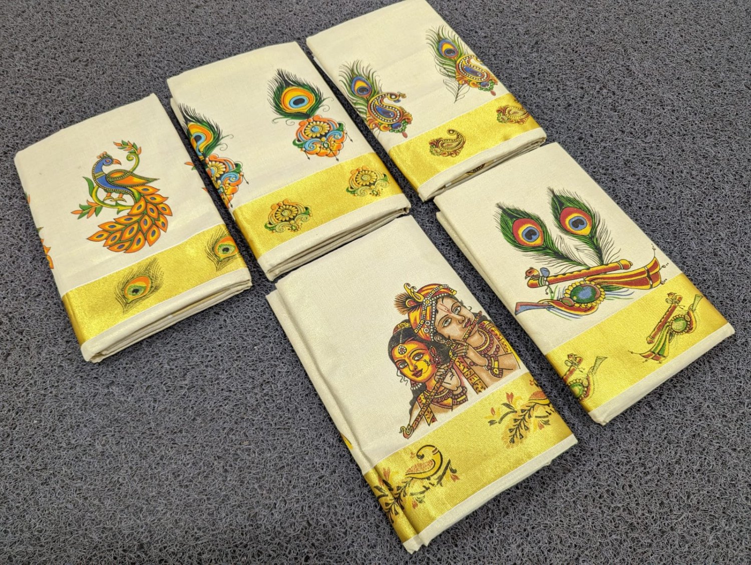 Sai Ram Textiles Kerala Kuthampully Golden Tissue Kara Mural Saree | Kerala Traditional Set Saree