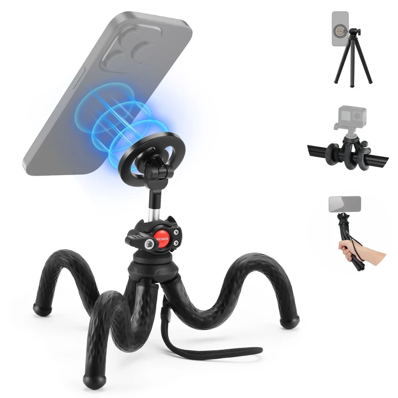 Magnetic Flexible Phone Tripod with Ball Head & Metal Ring (TP33)