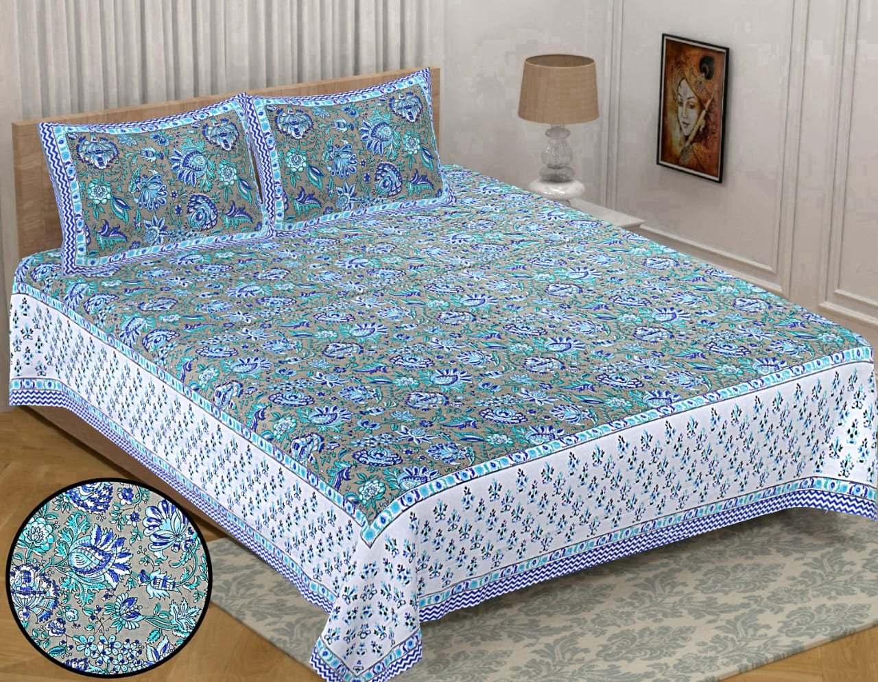 Beautiful King Size Bedsheets With 2 Pillow Covers - Multi Colour | Cotton Bedsheets & Pillow Covers