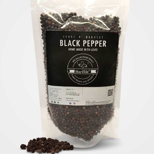Feast N Harvest Premium Whole Black Pepper (Kali Mirch) – Bold Flavor & Rich Aroma | No Preservatives, Consistent Quality Year-Round